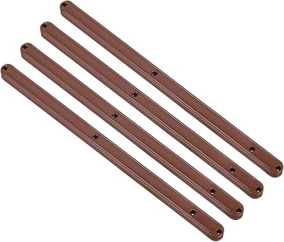 uxcell Drawer Slides, 4Pcs 300mm - Plastic Drawer Rails, Side Mounted Grooved Guide Rails for Cabinet Drawers Bedside Tables Wardrobe Dressers Brown