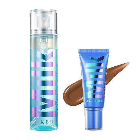 Milk Makeup Hydro Grip Bundle with Set Spray & Skin Tint 12 Sets Makeup, Hydrates Skin, Builds Coverage for Up to 12 Hours Lightweight & Long-Lasting with Hyaluronic Acid