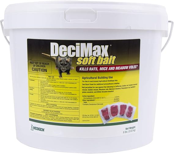 DeciMax Soft Bait for Indoor and Outdoor Rat, House Mouse, and Meadow Vole** Control, 8 lb Pail