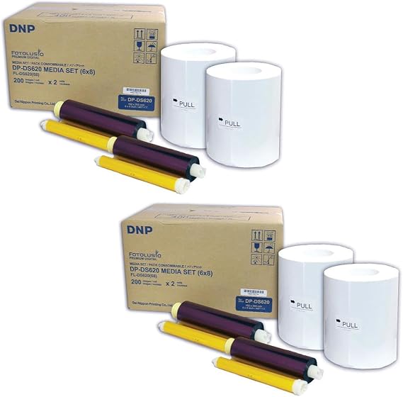 DNP 2X 6x8 Dye Sub Media for DS620A Printer, 400 Prints Per Roll, 2 Piece