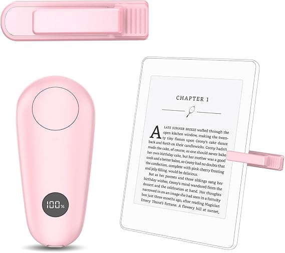 Remote Control Page Turner for Kindle Accessories,Page Turner Clicker | for Paperwhite Scribe iPad Tablets Reading Novels Taking, Phone Camera Video Record Triggers Remote, Pink Small clip
