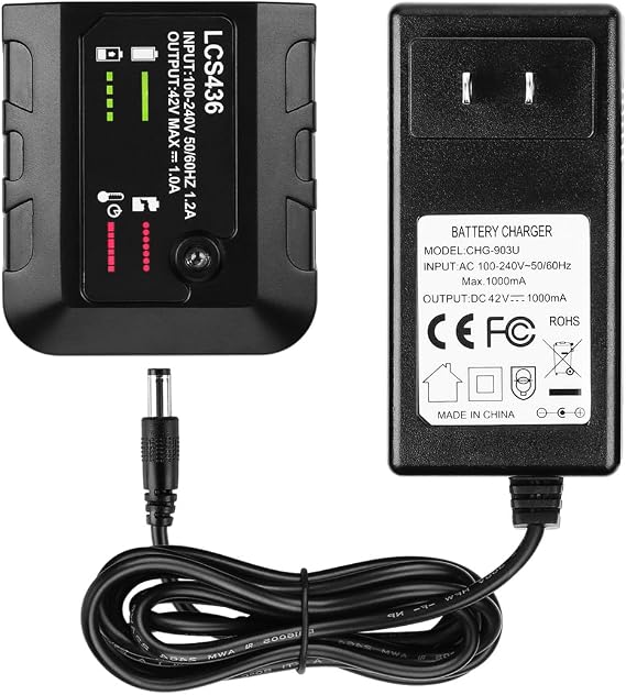 3500 mAh 40 V Lithium-Akku für Black and Decker LBX2540 LBX2040 LBX1540 LBXR36 LBXR2036 mit LCS436 Schnellladegerät (nur Ladegerät)