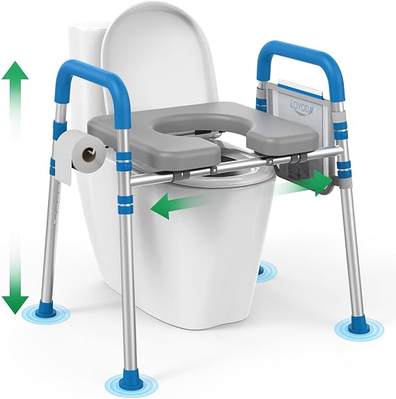 Loyoda Raised Toilet Seat Risers with Handles, Height and Width Adjustment