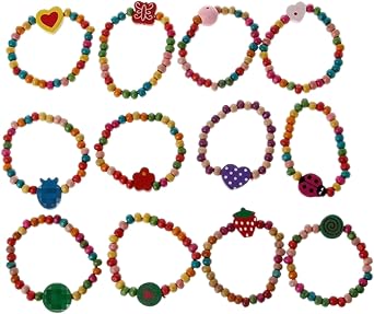 12PcsSet Colourful Wooden Bracelets