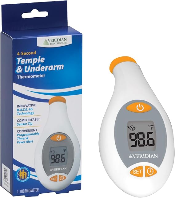 Veridian Temple & Underarm Thermometer, 4-Second Readout