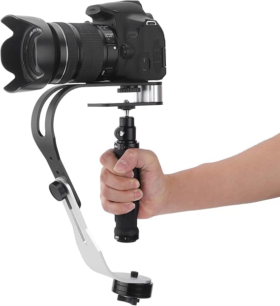 Aluminum Alloy Camera Stabilizer, Camera Stabilizer, with Universal Rotating Handle, Handheld Video DSLR Camera Stabilizer, Non Slip, Two Counterweights, for Camcorder,Camera