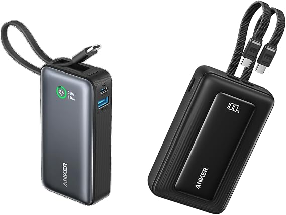 Anker Zolo Power Bank, 45W Max Fast Charging, 20,000mAh Battery Pack with Dual Built-in USB-C Cables Nano Power Bank, 10,000mAh Portable Charger with
