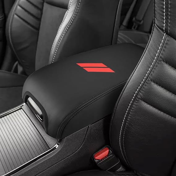 INTGET Center Console Cover for Dodge Charger Accessories 2011-2020 2021 2022 2023 for Chrysler 300 2015-2022 Leather Armrest Cover Console Lid Protector Cushion Pad(Black Stitches, Leather)