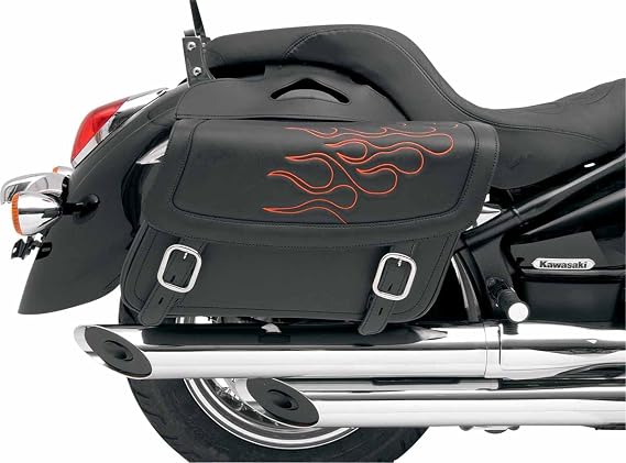 Saddlemen X021-05-0416 Black/Orange Flame Large Highwayman Tattoo Saddlebag