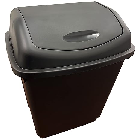 STORM TRADING GROUP 50L Black Swing Bin Waste Rubbish Recycling Flip Top | Dustbin For Home Kitchen Office Bin