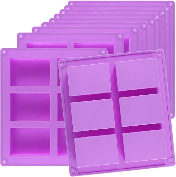 10 Packs 60 Cavity Silicone Soap Molds,Rectangle Soap Mold,6 Cavities Silicone Molds for Craft Soap Making,Cake Chocolate Mold