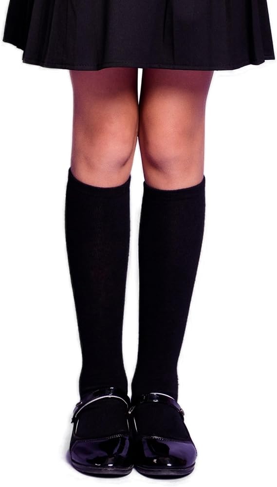 Rambutan Kids (2 Pack) Comfort Seam Plain Color Rayon made from Bamboo Knee High School Socks