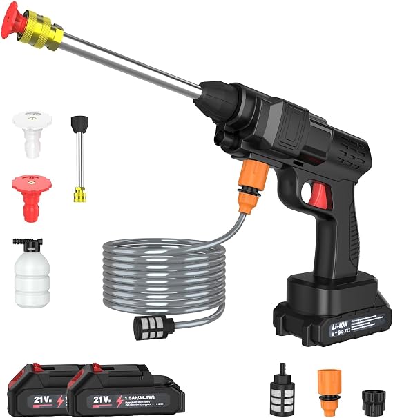 21V Cordless Pressure Washer, Portable Pressure Washer, 60Bar/870 PSI