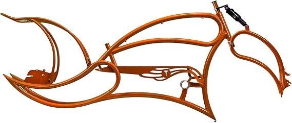 MICARGI Leopard 3I Stretch Cruiser Bike Frame,26-in Steel Frame with Bike Chain Suitable for Lowrider Bike, Chopper Bike, and Electric Bike Conversion (Brown)