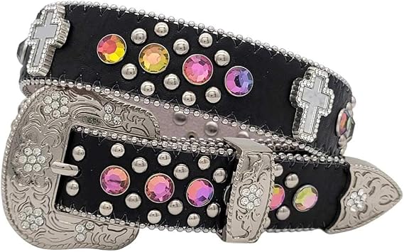 Xs-1371-kids Girls Western Belts Cross Rhinestone Belts