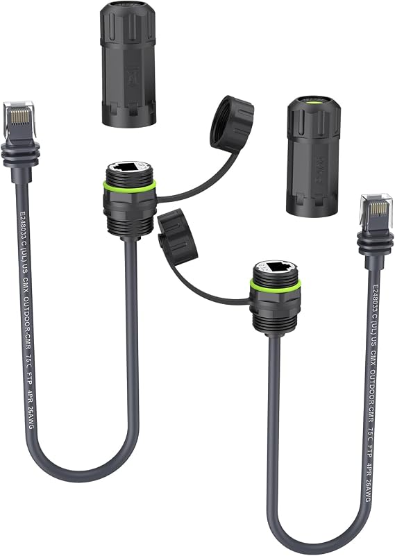 CAMWAY 2Pack Ethernet Adapter for Star Link MINI/Gen 3 - IP68 Waterproof SPX to RJ45 Connector,1200Mbps Shielded Cable for Star Link Dish/V3 Router,Plug-and-Play