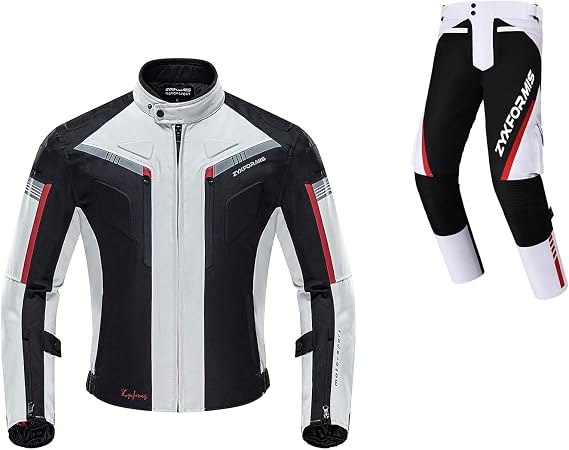 Motorcycle Jacket & Motorcycle Pants for Men, White XXL, Bundled