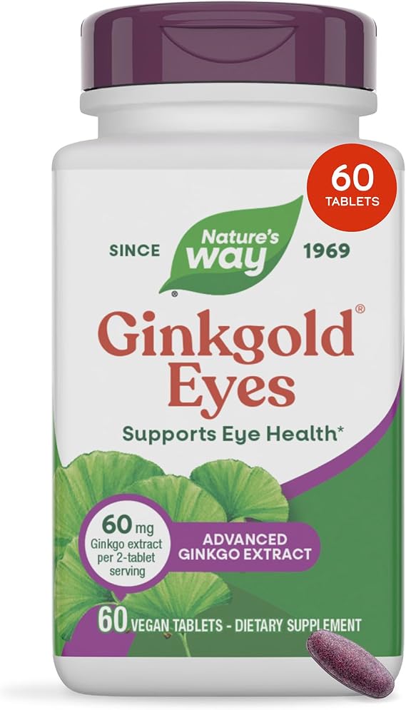 Nature's Way Ginkgold Eyes, Ginkgo Biloba Extract with Bilberry, 60 ct