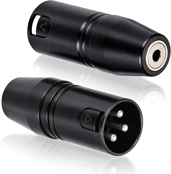 3.5mm to XLR Adapter, 2 Packs XLR Male to 3.5mm Audio Adapters Metal Stereo TRS Mini-Jack Female-to 3-Pin Male Microphone Adapter Audio Converter for Camcorders, Recorders, Mixers, Black