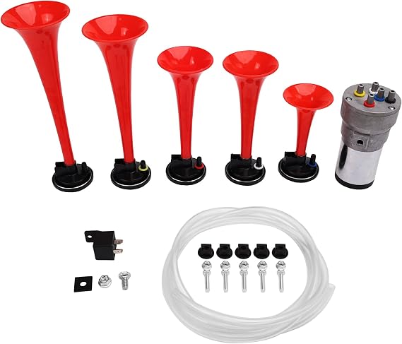 FARBIN Air Horns La Cucaracha Musical Horn 5 Trumpet Air Horn with Pump
