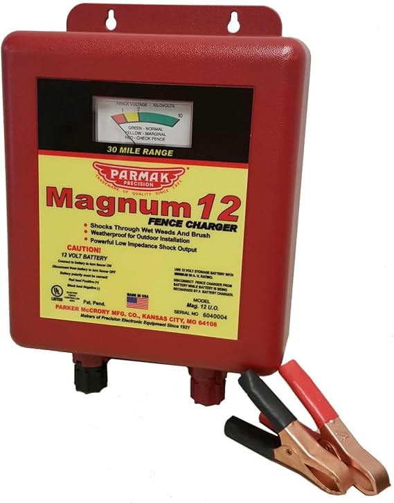 Parmak MAG12-UO 12-Volt Magnum Low Impedance Battery Operated 30-Mile Range Electric Fence Charger, Multi, Twin
