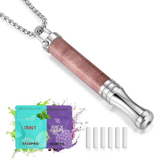 Breathing Necklace, Natural Stone Breathe Free Necklace Classic Shift for Stress Relief, Anxiety Necklace Mindful Breathefree Tool for Calm, Portable Wellness Gift for Adults