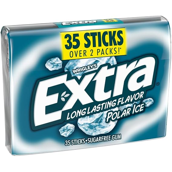 EXTRA Polar Ice Sugar Free Chewing Gum, School Snacks, 35 Stick Pack