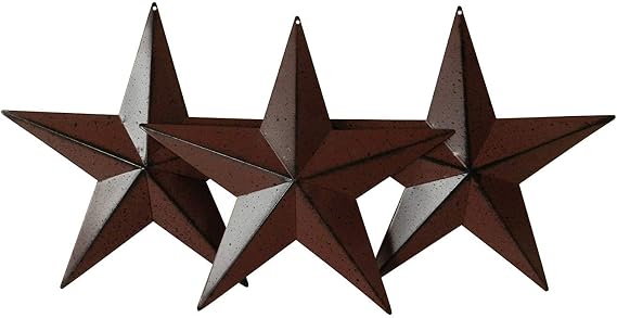 ACCENTHOME Cute Country Rustic Antique Vintage Gifts Metal Barn Star Wall Door Decor Small 4" Set of 3