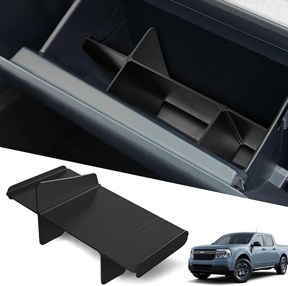 Car Storage Organizer Compatible with Ford Maverick 2025 2022-2024 Glove Box Organizer with ABS Divider Tray Black