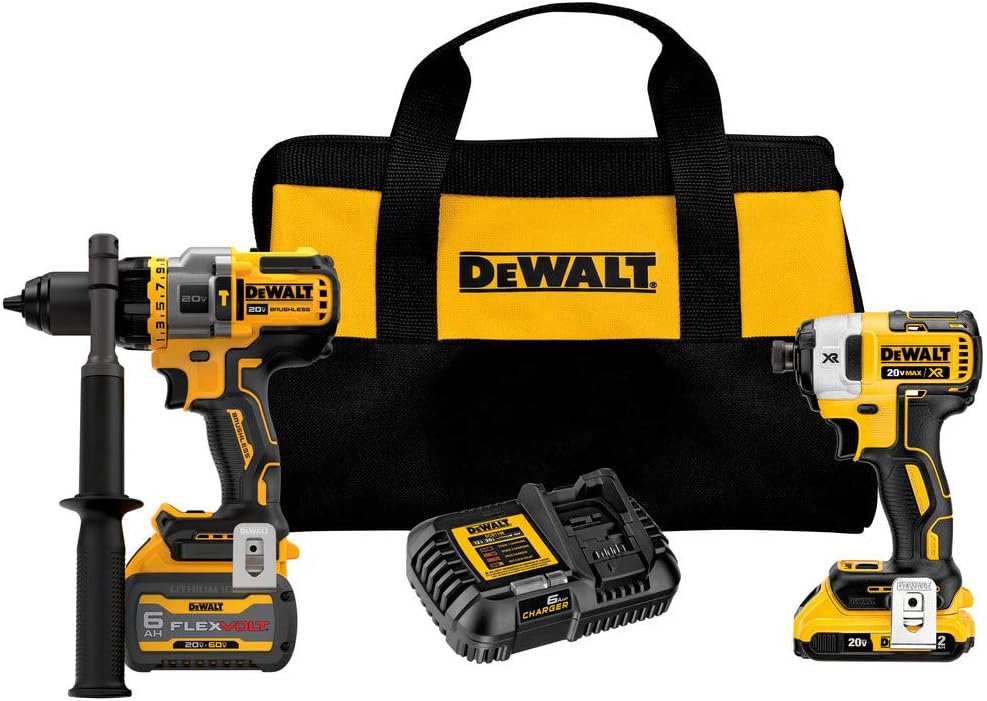 DEWALT FLEXVOLT ADVANTAGE 20V MAX Combo Kit with Hammer Drill & Impact Driver, 6.0-Ah, 2-Tool DCK2100D1T1