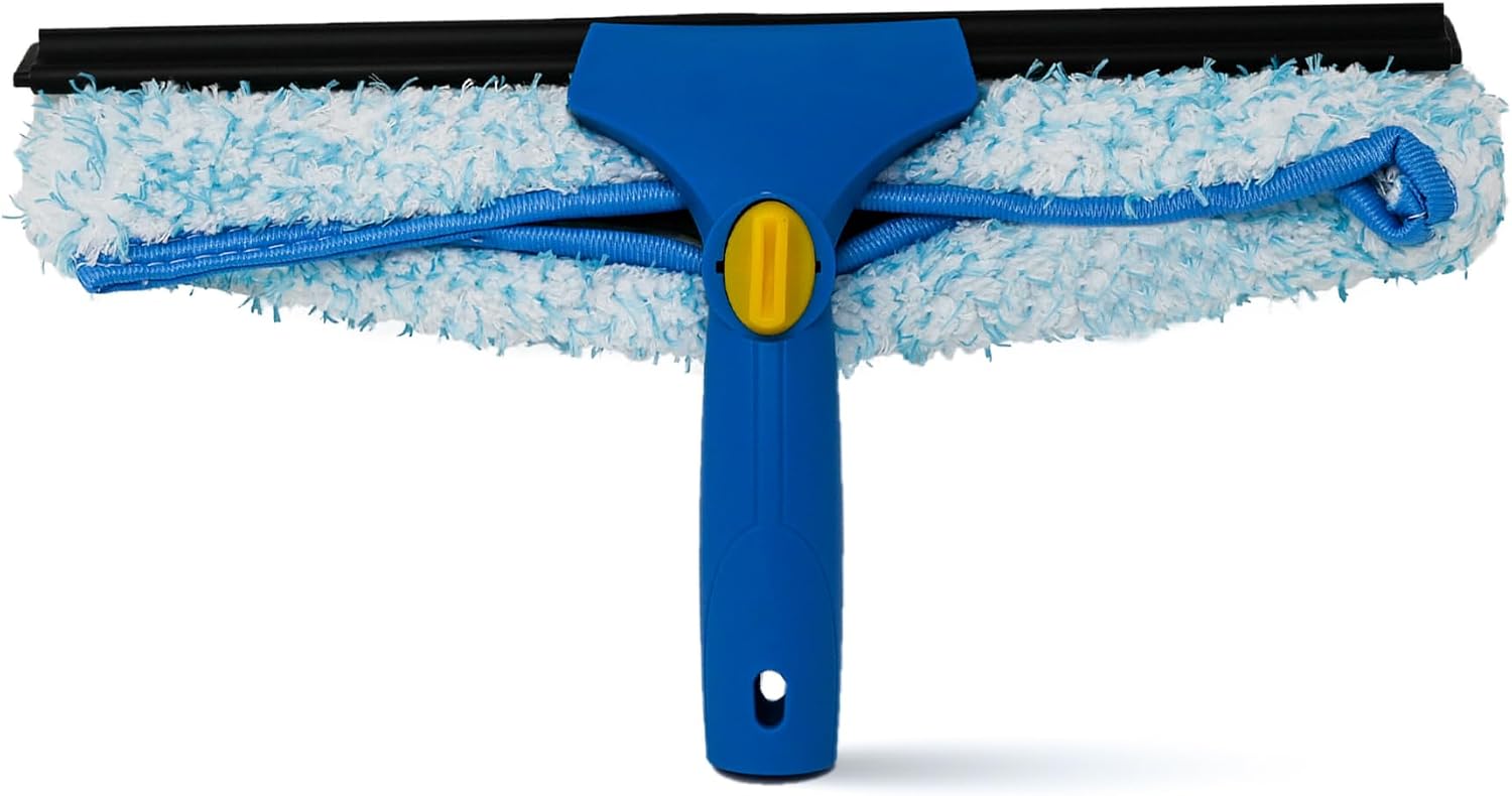 Kleen Handler Professional 2-in-1 Squeegee for Window Cleaning Tool Combo - 14 Squeegee & Microfiber Scrubber Sleeve, Window Glass Cleaning Kit for Commercial & Residential Use