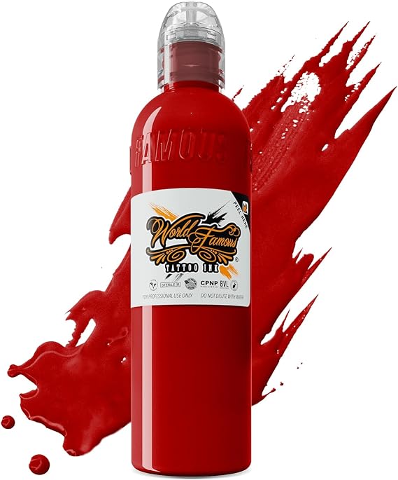 World Famous Tattoo Ink Red Color Pigment Straight Red 4 Ounces