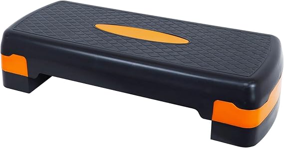 Fitvids Aerobic Step Platform Trainer with Adjustable 2-Level Risers, 400 Pound Weight Capacity Non-Slip Exercise Stepper