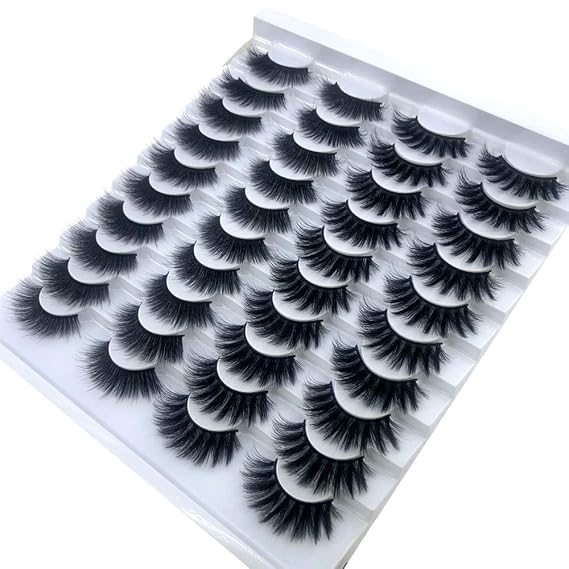 20 Pairs 25 mm 3d Mink Lashes Bulk Faux with Custom Box Wispy Natural Mink Lashes Pack Short Wholesales Natural False Eyelashes (001)