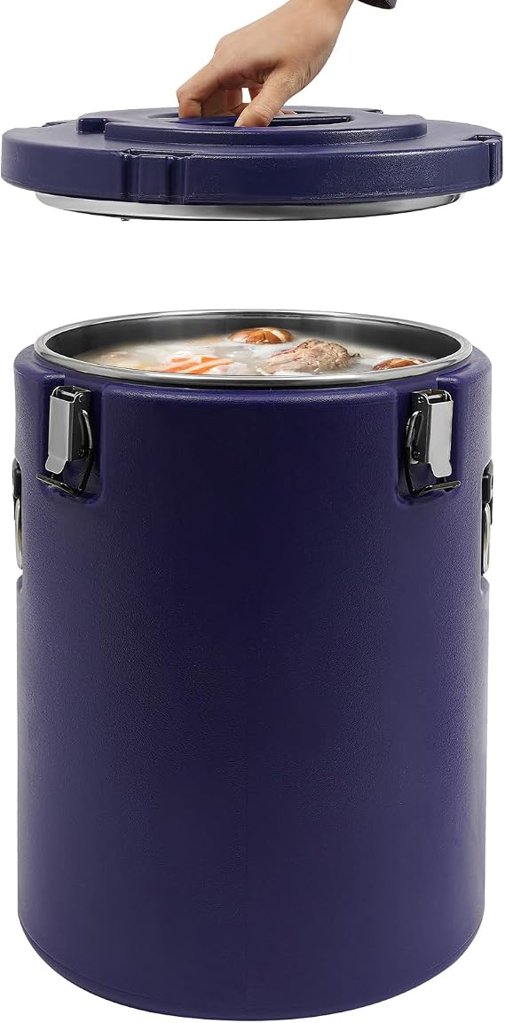 Insulated Beverage Dispenser, 10Gal Hot Cold Drink Insulated Bucket, Portable Large Insulation Barrel Soup Warmer for Restaurant Canteen Home Party Food Storage (Blue)