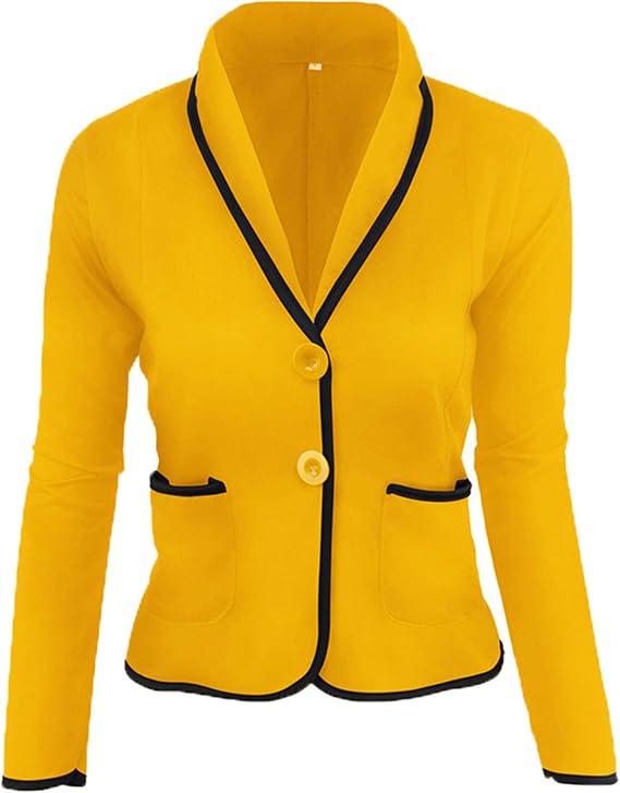 Fashion Women's Casual Long Sleeve Lapel Button Slim Coat Work Office Blazer Jacket Lightweight Outwear
