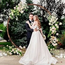 6.6FT Round Wooden Wedding Arch,Arch Backdrop,Outdoor Archway Pergola,Garden Arbor Trellis for Climbing Plants Flower Balloon,Rustic Wedding Arches for Ceremony Bridal Shower Garden Decor