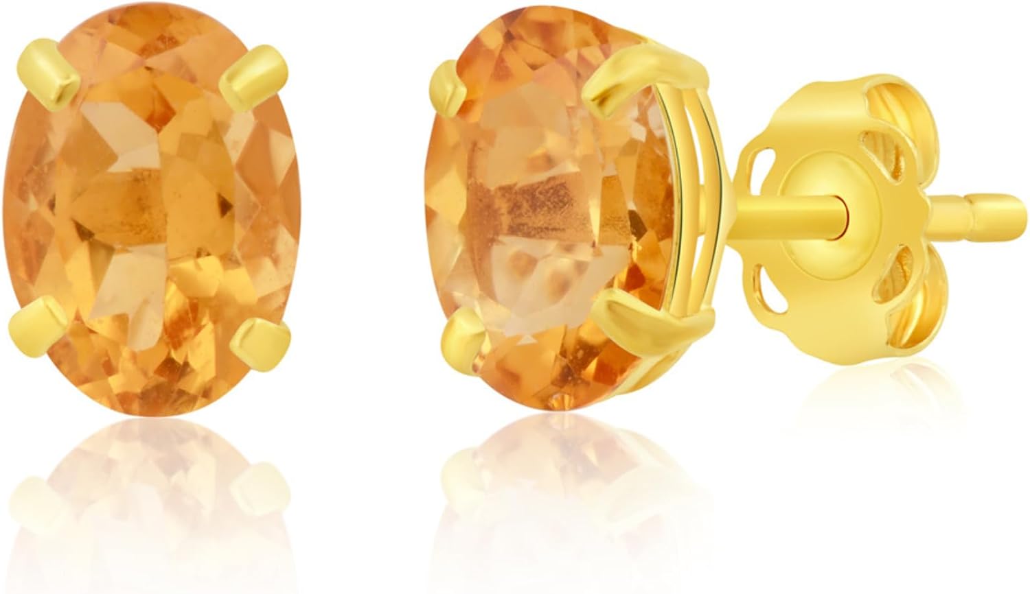 14k Gold Oval Stud Earrings for Women with Push Backs | 7x5mm Gemstone Birthstone Earrings | Real 14 Karat Gold Earrings Studs | Hypoallergenic Gemstone Stud Earrings for Women by MAX  STONE