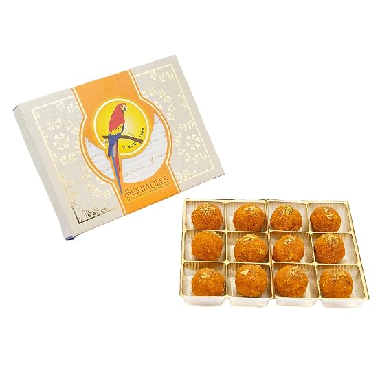 Sukhadia's Motichoor Ladoo- Indian Sweet, 16oz Box (12pc)-FRESHLY MADE IN USA