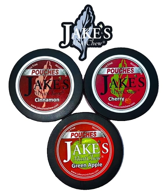 Jake's Mint Chew - Cherry, Cinnamon, Green Apple Pouches - Tobacco & Nicotine Free!