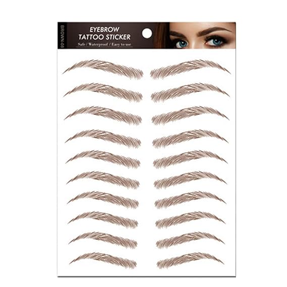 4D Hair-like Authentic Eyebrows, Brown Imitation Ecological Lazy Natural Tattoo Eyebrow Stickers Waterproof for Woman Makeup Tool 10 Pcs