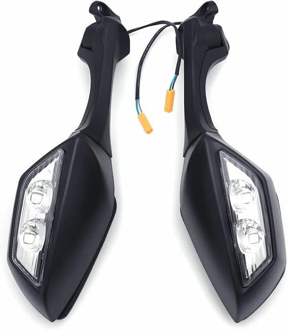 HTTMT- Black Rear View Mirrors w/Turn Signals Compatible with Kawasaki Ninja ZX10R 2011-2015 / H2 2014-2015 [P/N: MT252-036-BK]