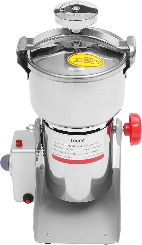 Electric Grain Mill Grinder Stainless Steel Dry Food Grinder Machine High-speed Commercial Spice Mill Wheat Flour Corn Pulverizer for Kitchen Herb Coffee (1000g-30000RPM)