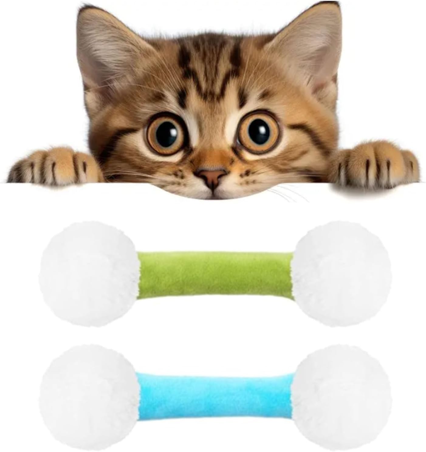 Q Tip Cat Toy, Qtip Cat Toy, Giant Cotton Swab Cats Toys, Kitty Kick Sticks Catnip Qtip Toys, Soft Plush Kicker Teething Chew Toys for Cats Lovers Gift 2PCS, GreenBlue