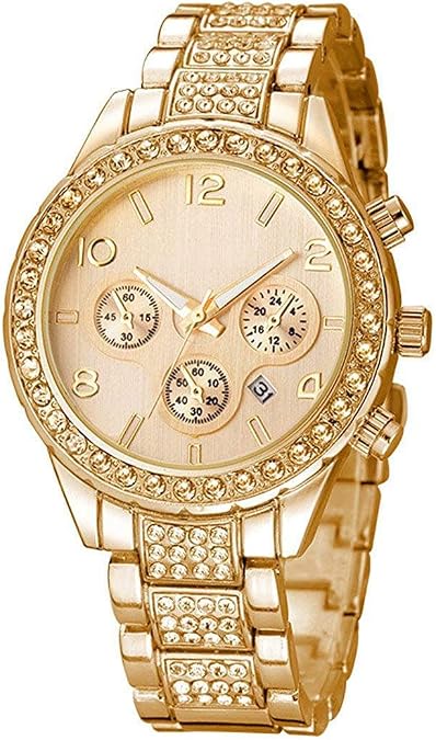 Unisex Diamond Watches Men and Women Fashion Rose Gold Silver Stainless Steel Calendar Quartz Watch