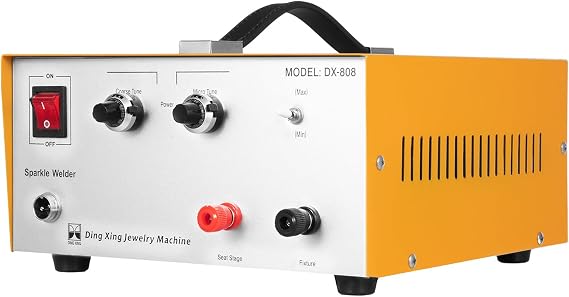 Jewelry Spot Welder,110V 600W Pulse Sparkle Spot Welder,Portable 0.5-1.5mm Spot Welding Machine,9 Levels Adjustment Spot Welding for Earring Ring