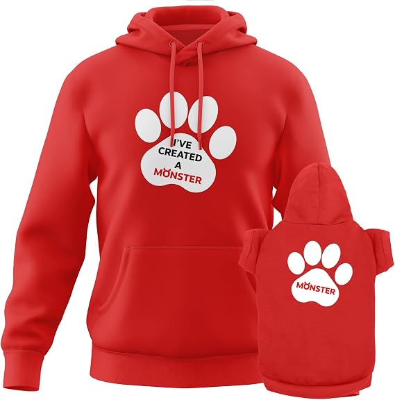 Matching Hoodies for Dogs and Humans - I've Created A Monster Pet & Owner Matching Soft Dog Sweatshirt Set - Premium Dog Hoodie is a Great Gift for Christmas, Thanksgiving, Hanukkah, New Years