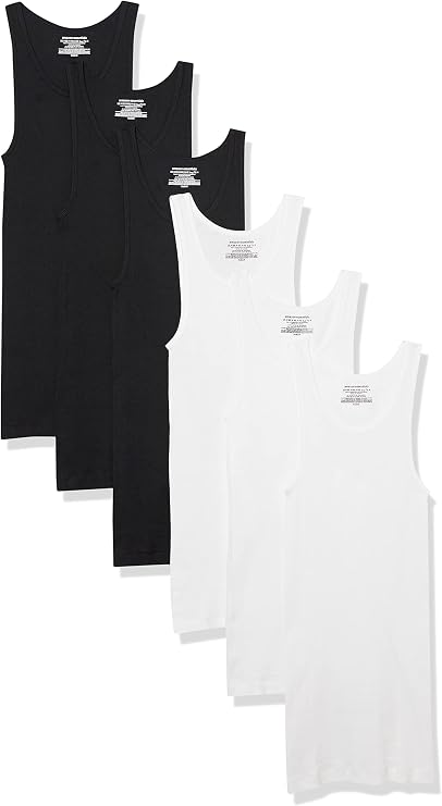 Amazon Essentials Men's Lightweight Tank Undershirts, Pack of 6