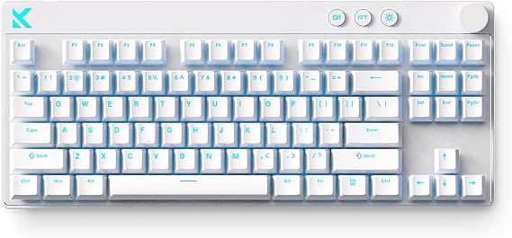 MCHOSE Mix 87 TKL Wired Gaming Keyboard Magnetic Switch Hall Effect Keyboards Rapid Trigger SOCD 8K Polling Rate Volume Knob Adjustable Actuation Point RGB Lighting HotSwap White Apollo Switch