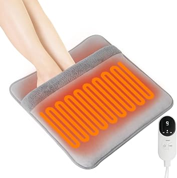 Electric Heated Pad Foot Warmer for Men and Women with Double-Sided Heated, Under Desk,Bed,Office,Home, 3 Timers 9 Fast Heating Settings, Soft and Breathable Perfect Relaxation